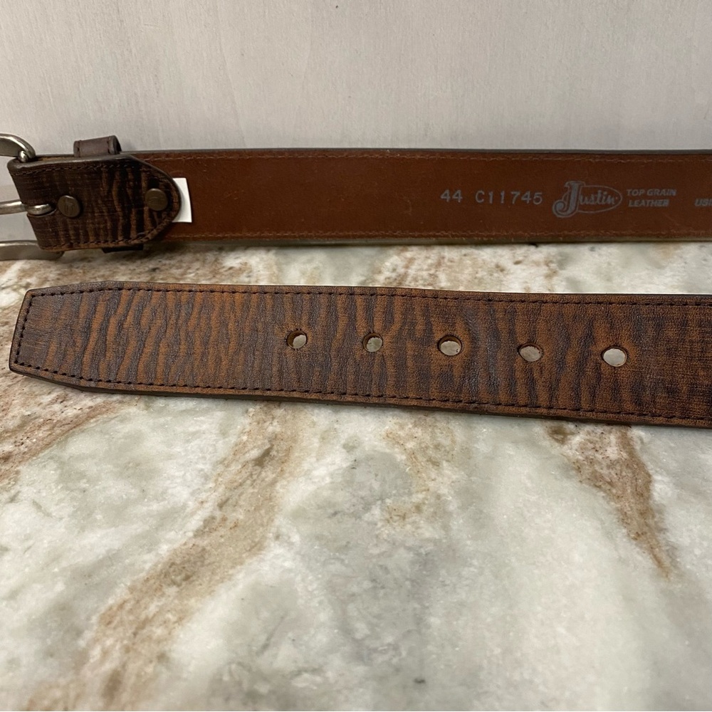 Justin Bomber Brown Top Grain Leather Belt 44 EUC - Picture 4 of 12